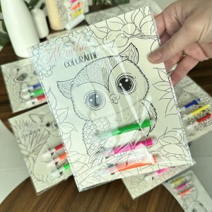 Card with Coloring Pages and Mini Crayons