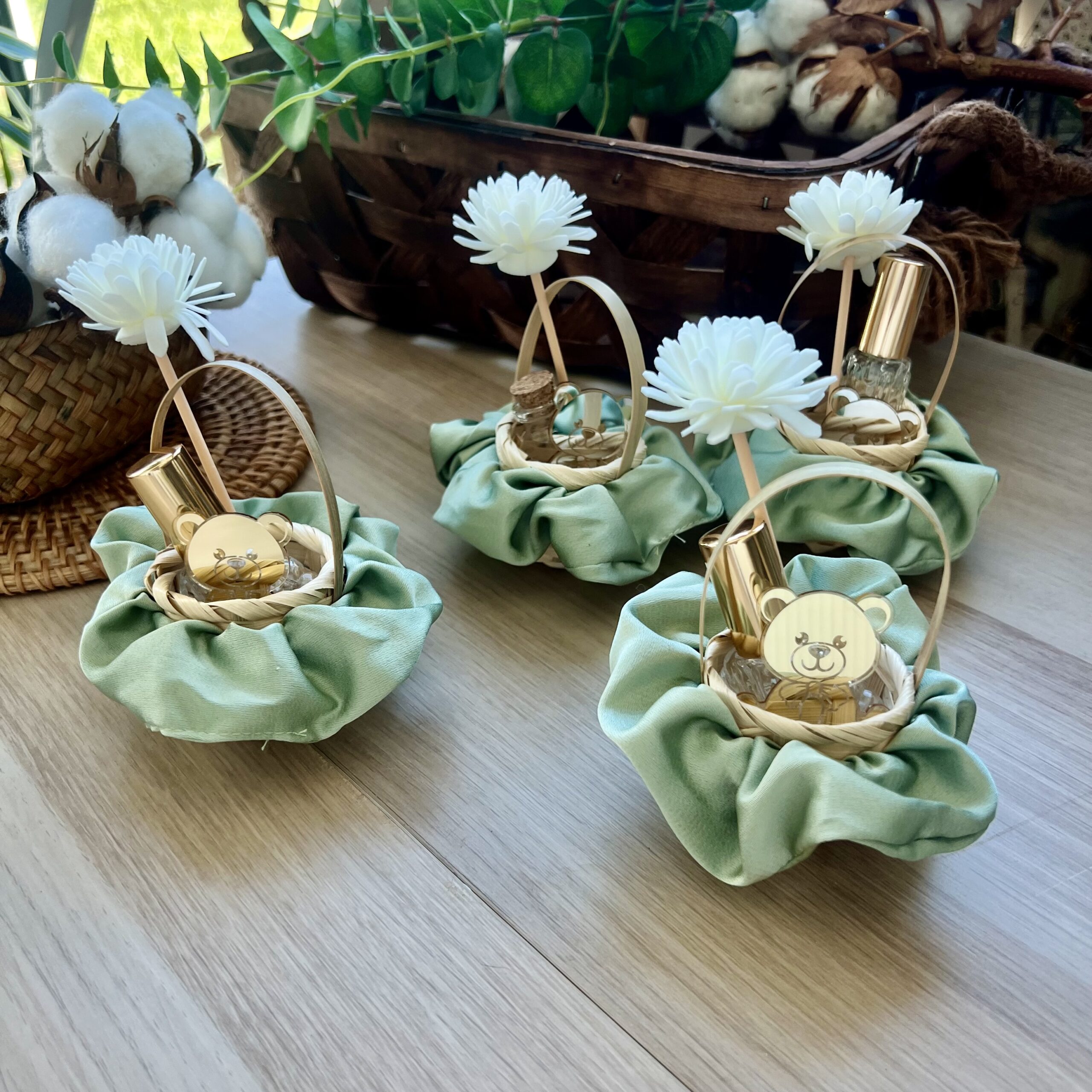 Mini Cestini in Vimini Personalizzabili con Fragranza Corpo e Decorazioni Eleganti - immagine 3