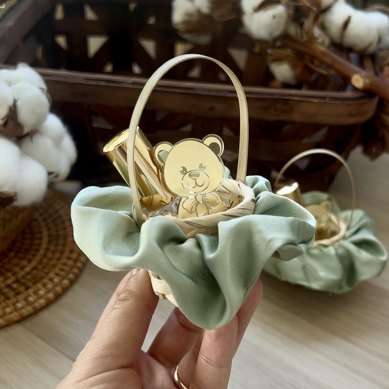 Mini Cestini in Vimini Personalizzabili con Fragranza Corpo e Decorazioni Eleganti - immagine 2