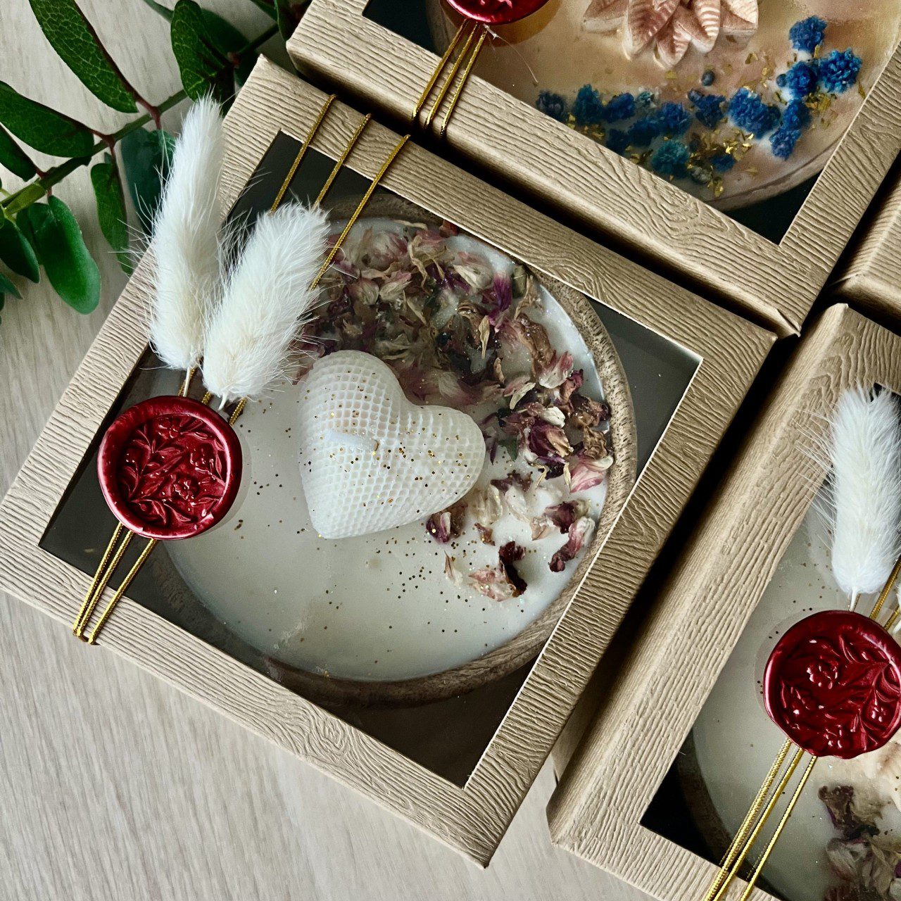 Handcrafted Candles in Wooden Bowl - Image 3