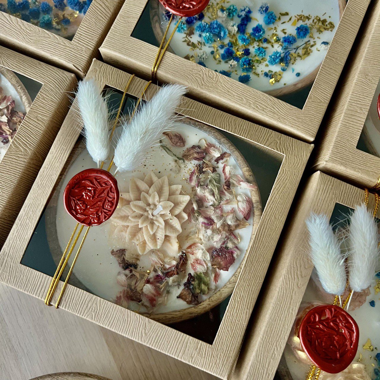 Handcrafted Candles in Wooden Bowl - Image 4
