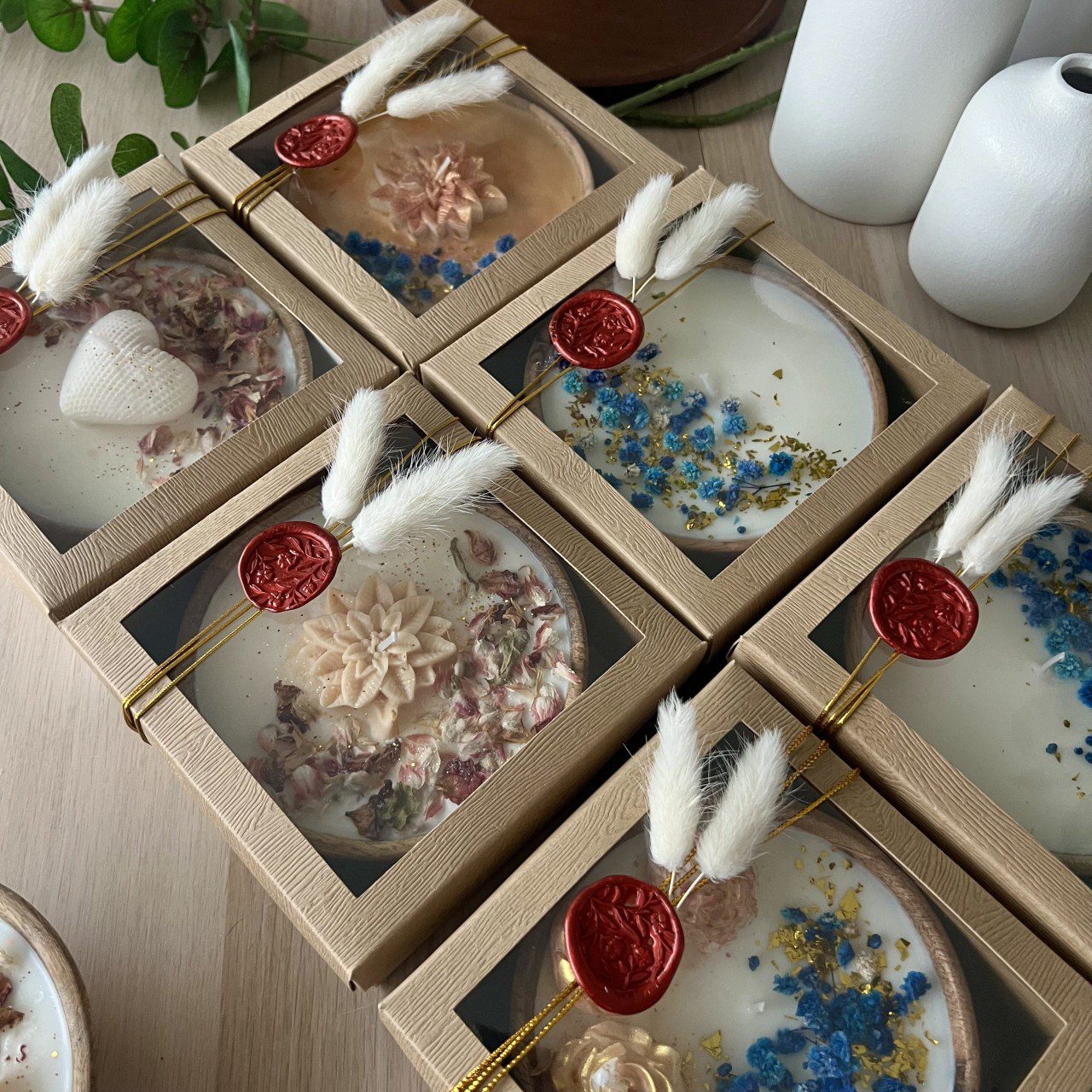Handcrafted Candles in Wooden Bowl - Image 5