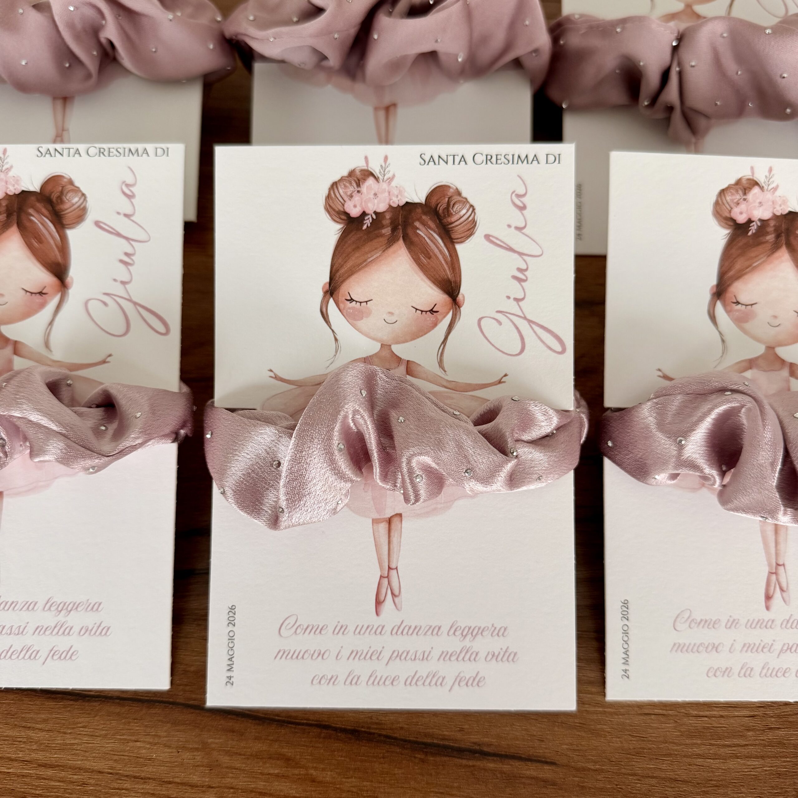 Elastici capelli personalizzati Cresima con grafica ballerina e nome