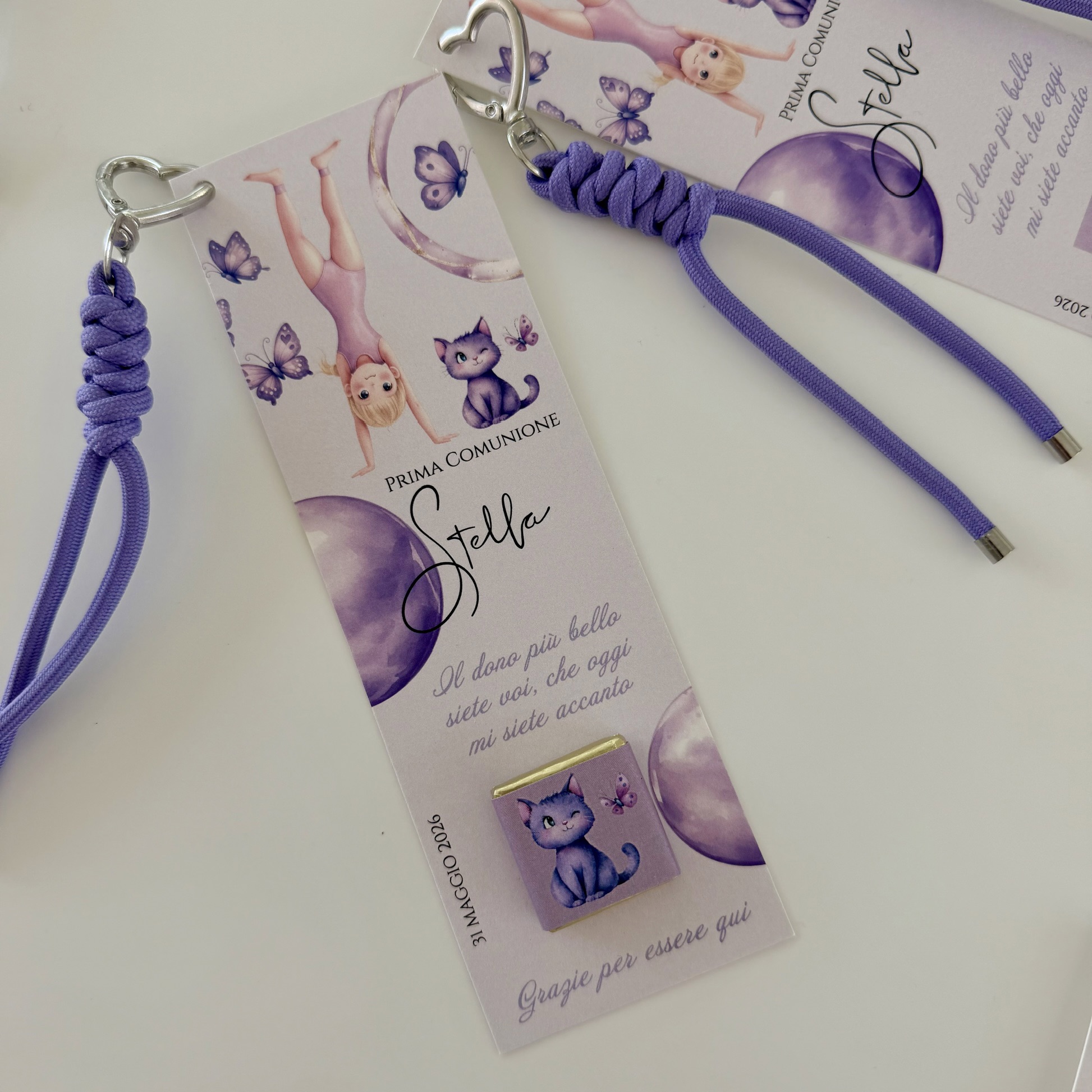Segnalibro personalizzato comunione bambina con illustrazione e cordino