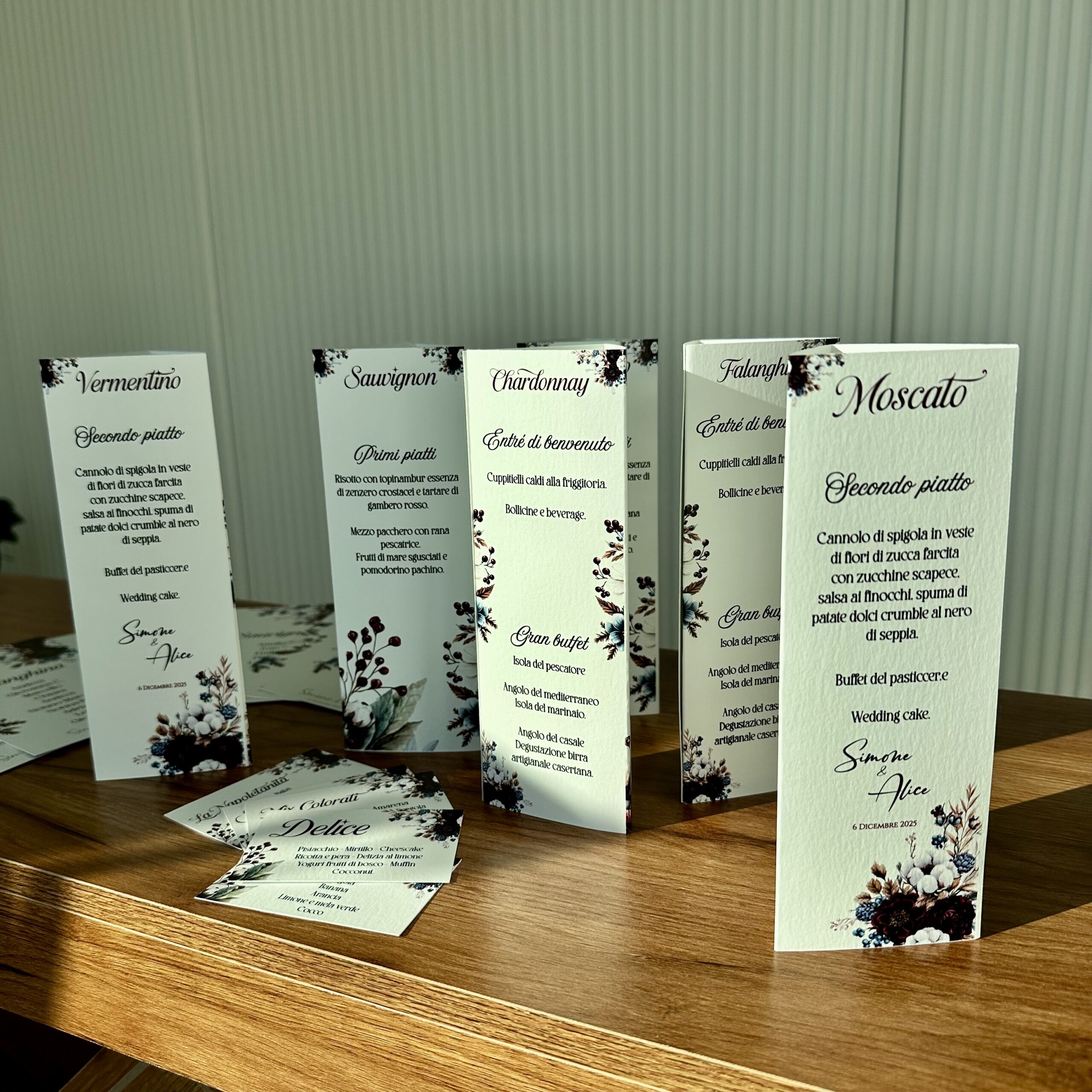 menu da tavolo a tre facciate