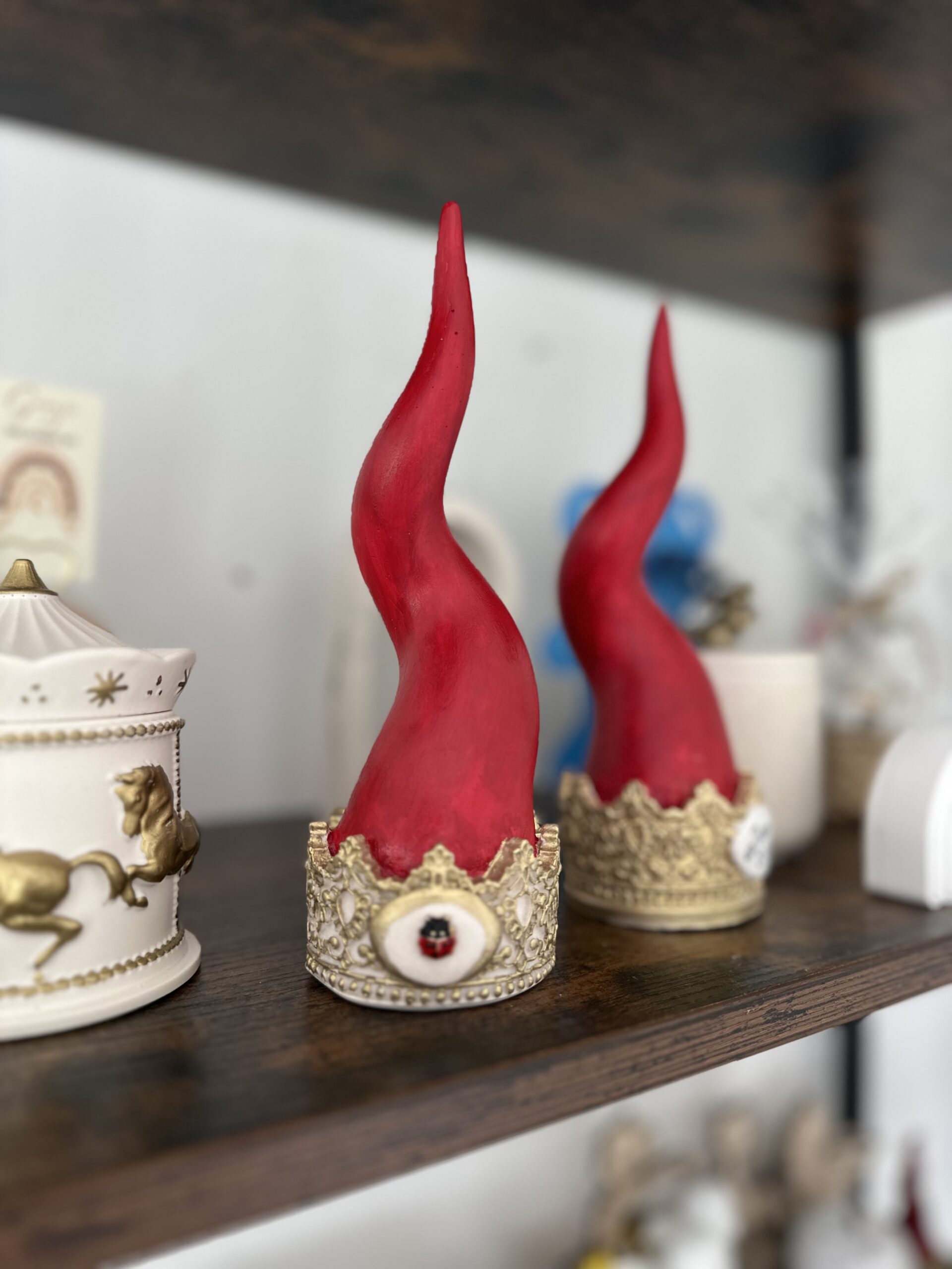 corno decorativo soprammobile portafortuna rosso