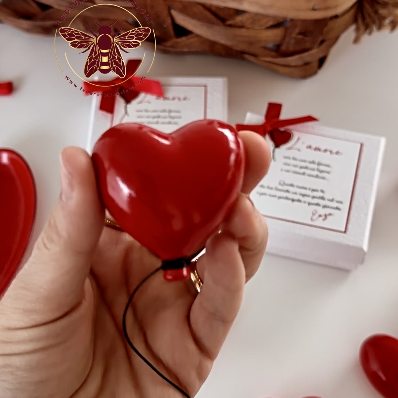 cuore magnetico rosso lucido