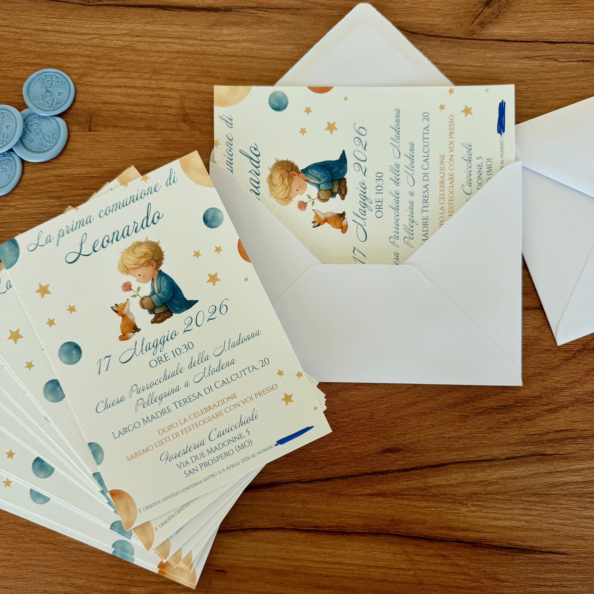 Inviti Prima Comunione personalizzati con busta e grafica piccolo principe