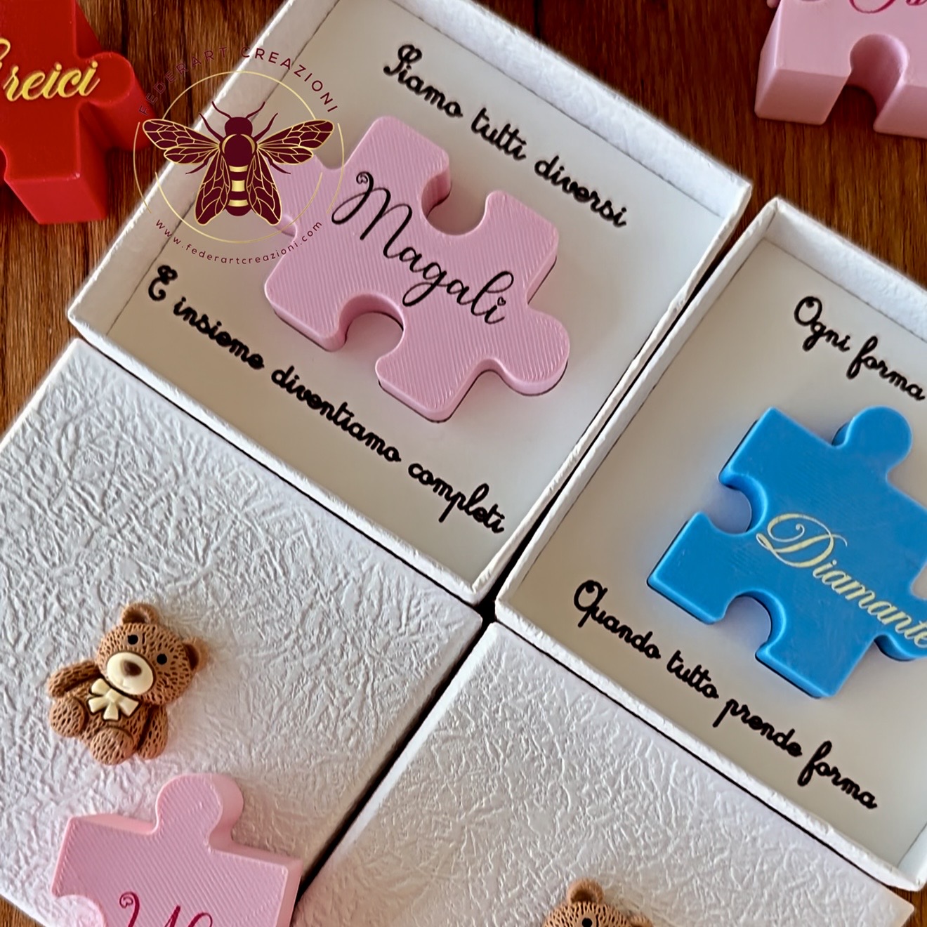 scatola con puzzle magnetico personalizzato con nome