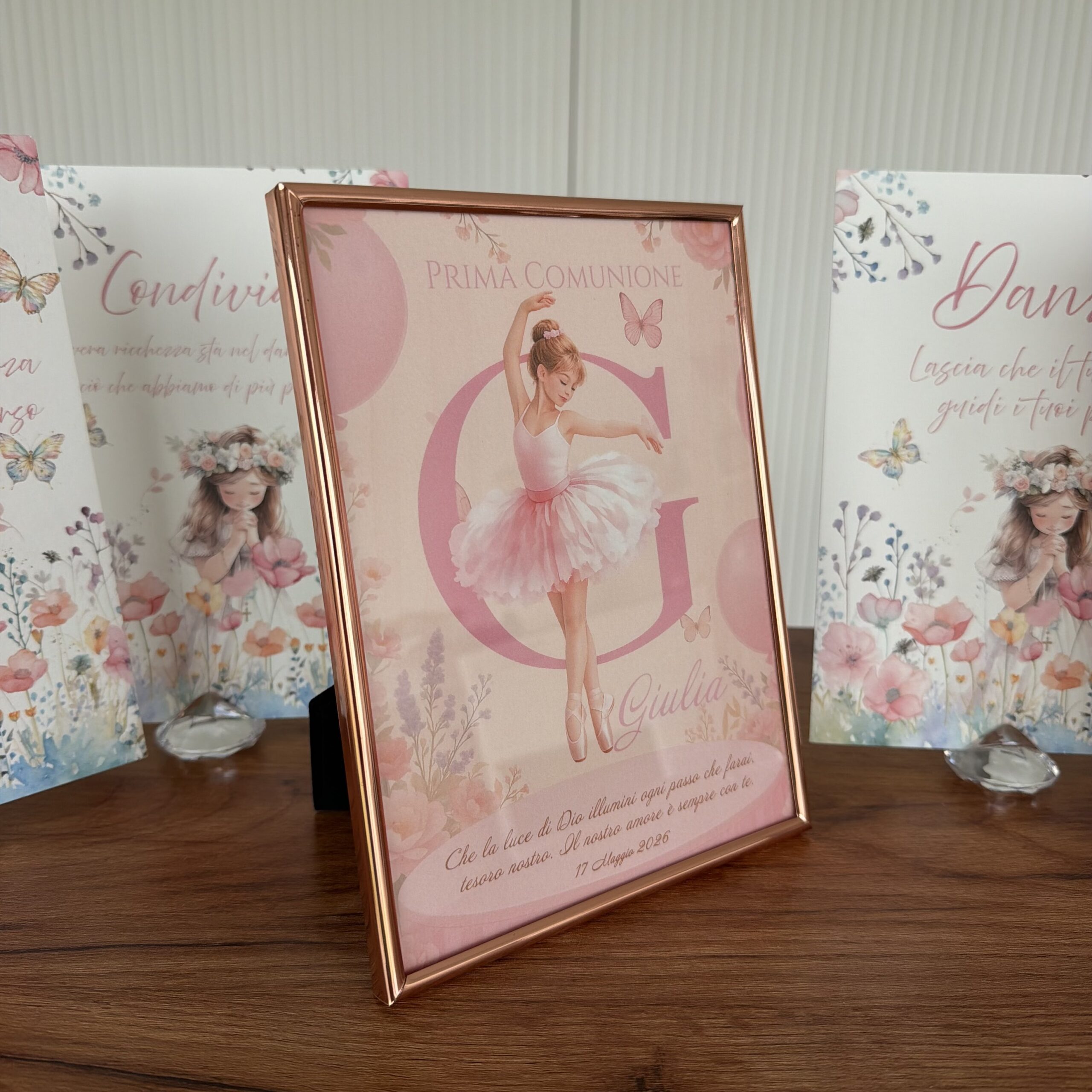 Stampa incorniciata Prima Comunione con nome data e illustrazione ballerina
