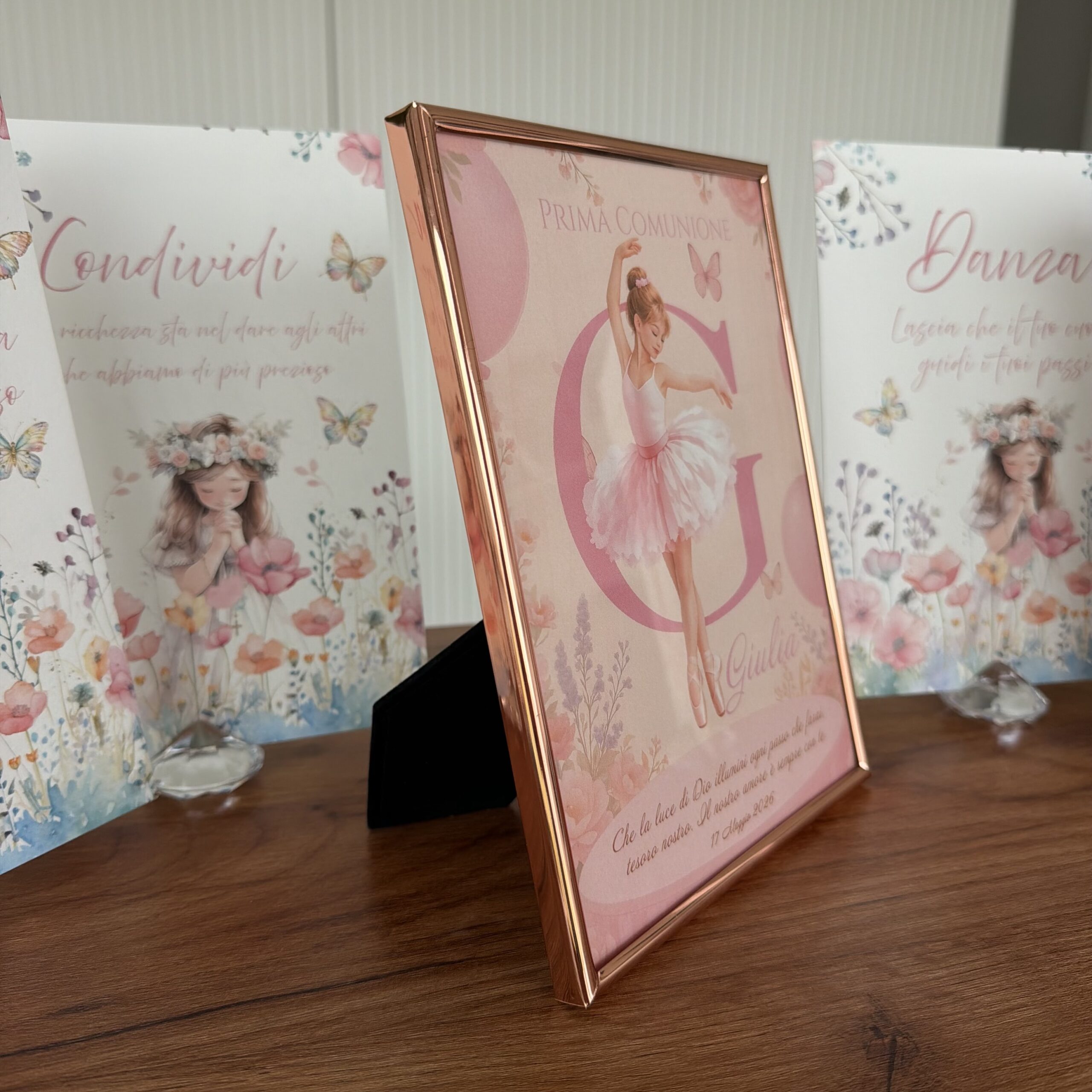 Quadro personalizzato comunione bambina con iniziale e dedica