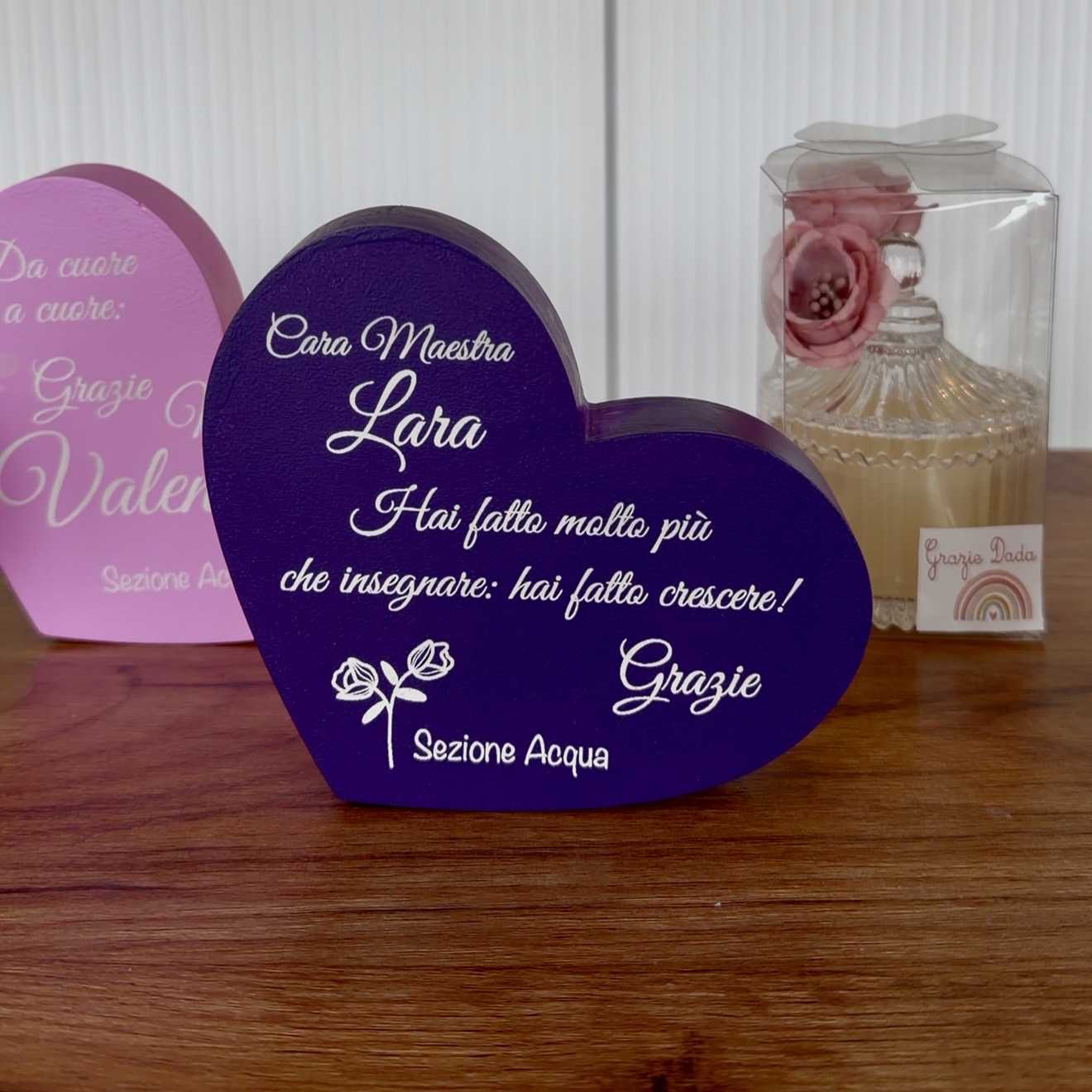 Cuore in gesso inciso personalizzato regalo maestra fine anno con dedica