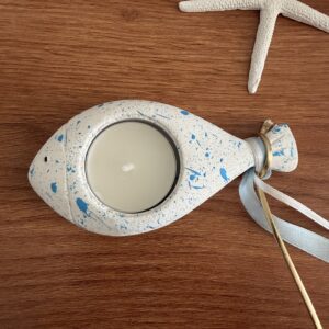 Pesce Portacandela in Gesso Dipinto a Mano – Decorazione Personalizzata a Tema Mare