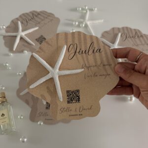 Segnaposto Matrimonio Conchiglia con Vera Stella Marina Girandola e Album Digitale Uniko